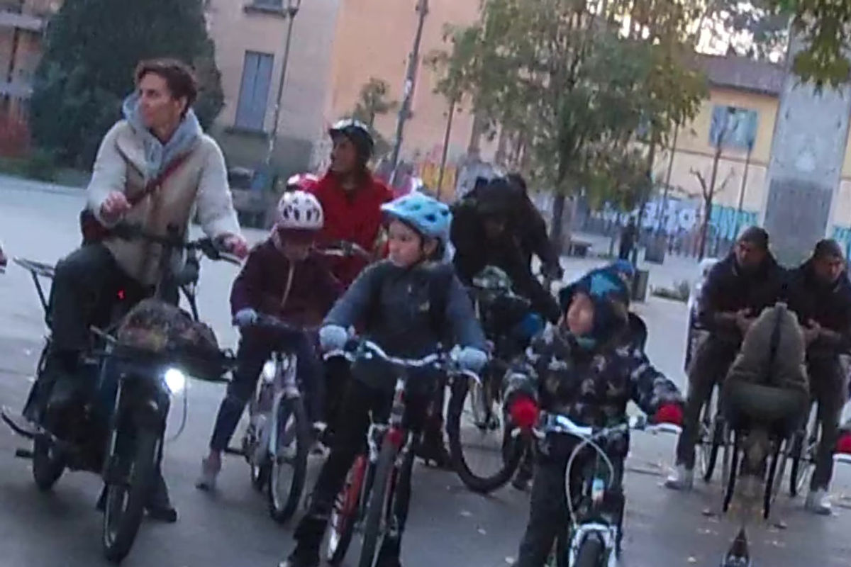 Arrivo a scuola in bicicletta